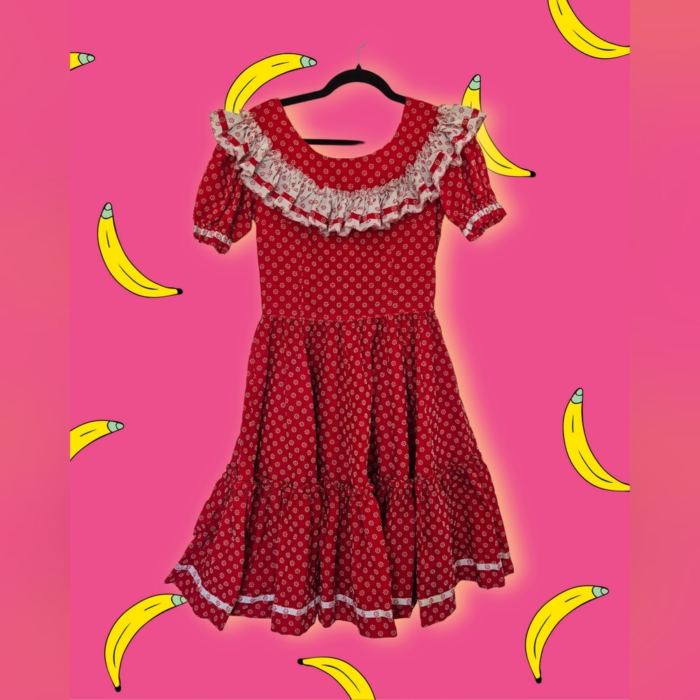 Vintage Beauty Creations Red Fabric with White Dots